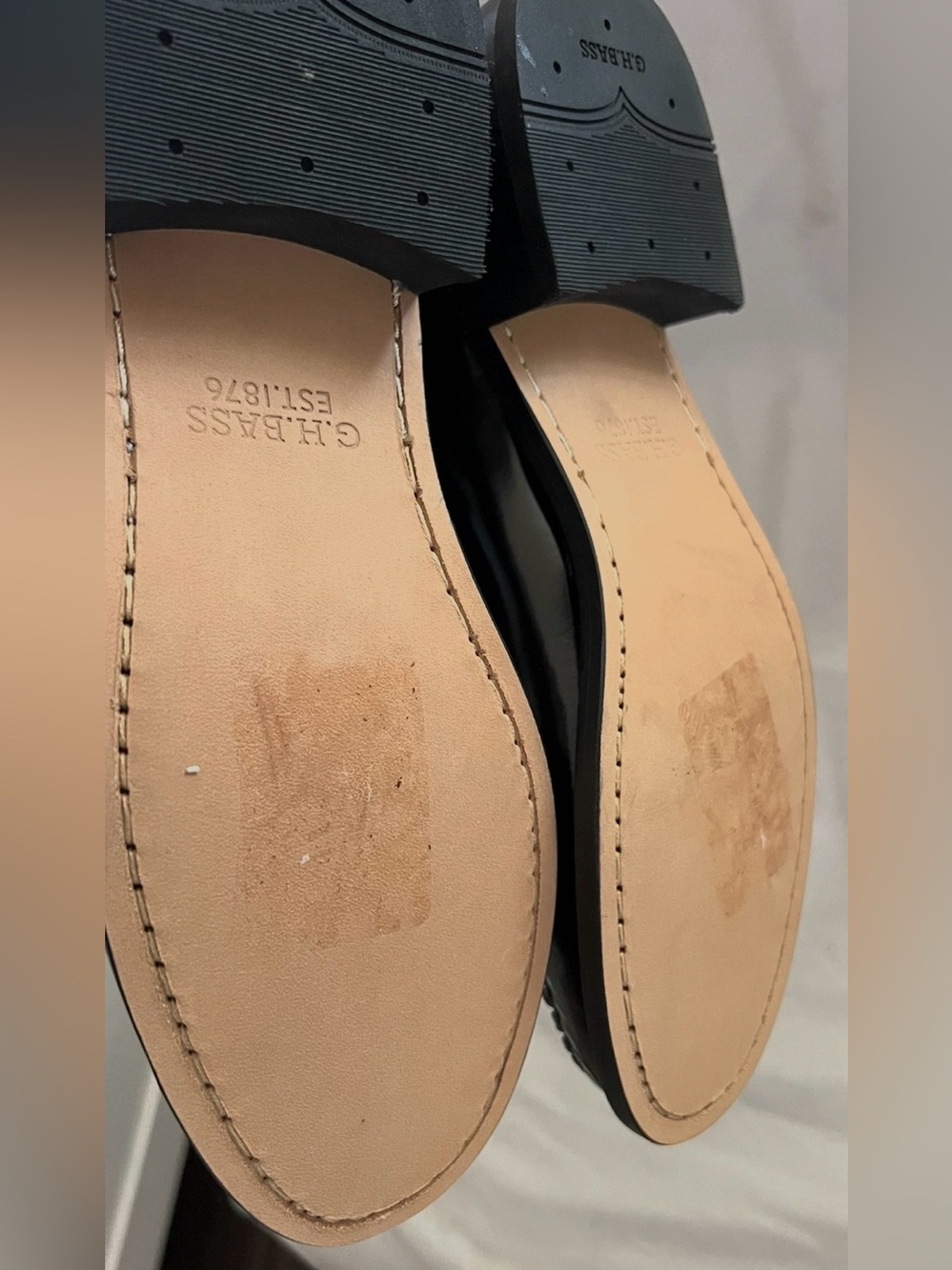 G.H. Bass WHITNEY BLACK LEATHER LOAFER BLOCK HEEL SHOE 9 $200 NEW - Picture 5 of 12